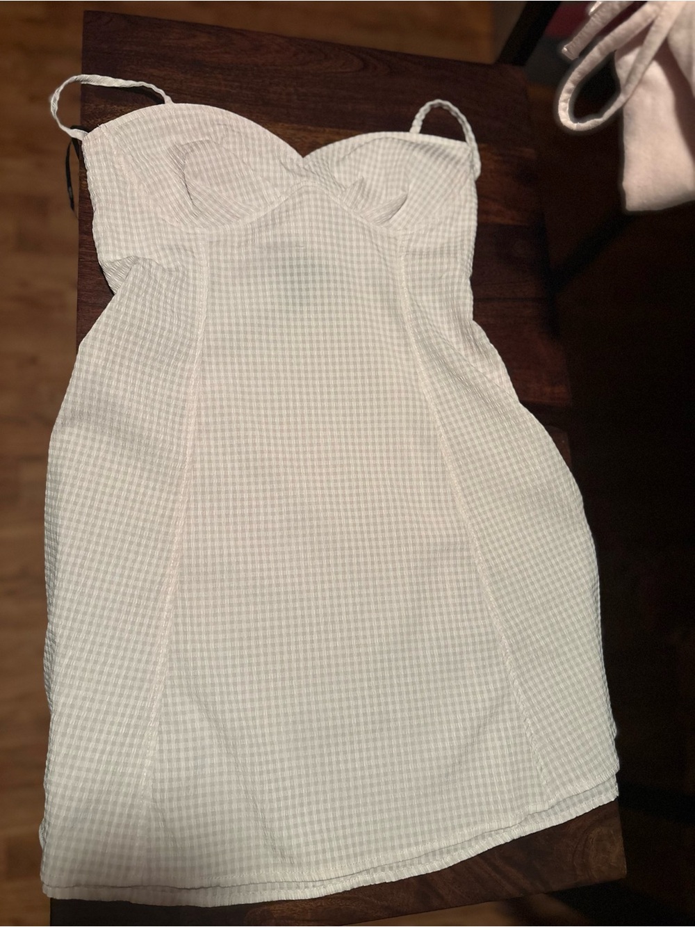 Forever 21 White Textured Gingham Bustier Mini Dress